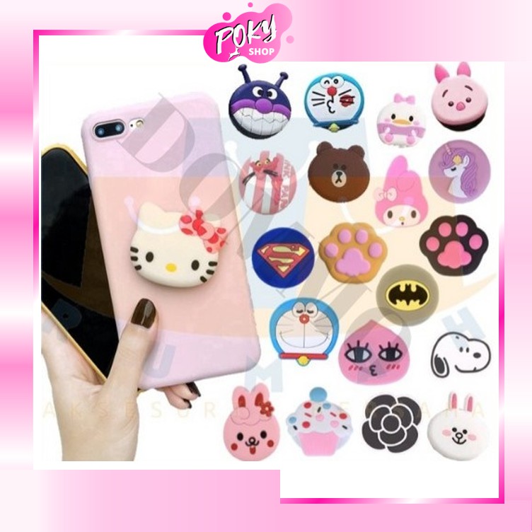 [IMPOR] POKY - D6007 POP SOCKET KARAKTER BISA COD Socket HP 3D Karakter