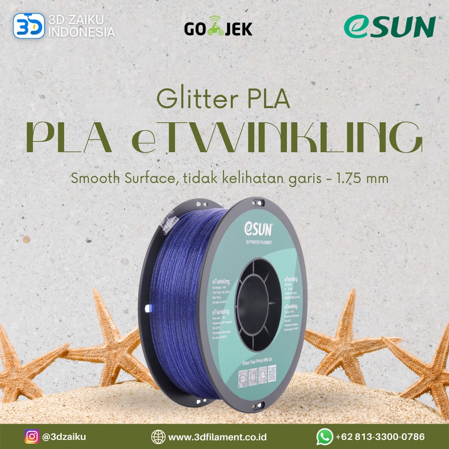 eSUN 3D Filament Terbaru eTwinkling Glitter PLA 1.75 mm