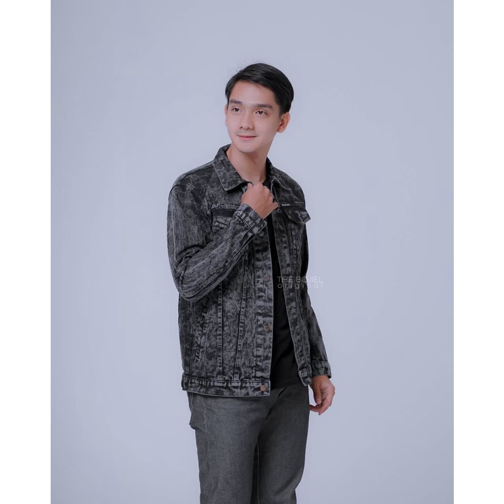 The Bojiel jacket jeans sand wash M l XL jaket jeans distro jaket jeans lengan panjang berkerah JJ13J01