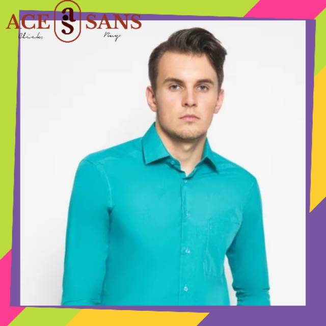 Alisan Kemeja Lengan Panjang Polos Slimfit Hijau 5PLSSFLS Hijau | Kemeja | Alisan | Original