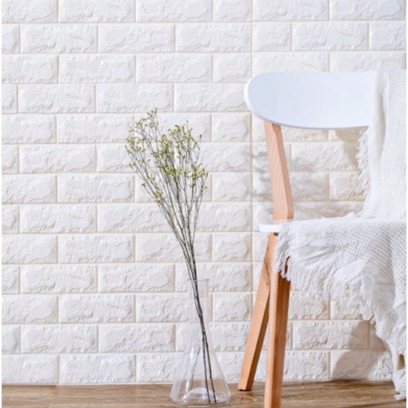 WALLPAPER DINDING 3D FOAM PUTIH BATU BATA UKURAN 70X38-3