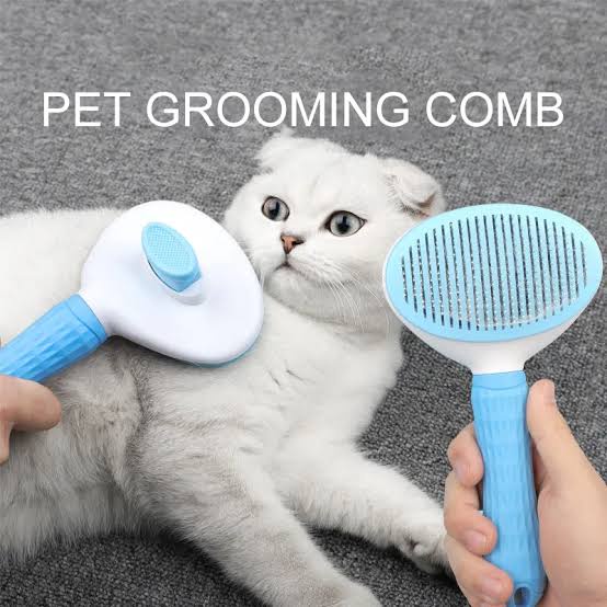 Sisir Grooming Kucing Anjing - Hair Pet Grooming Brush Sisir with Button Premium