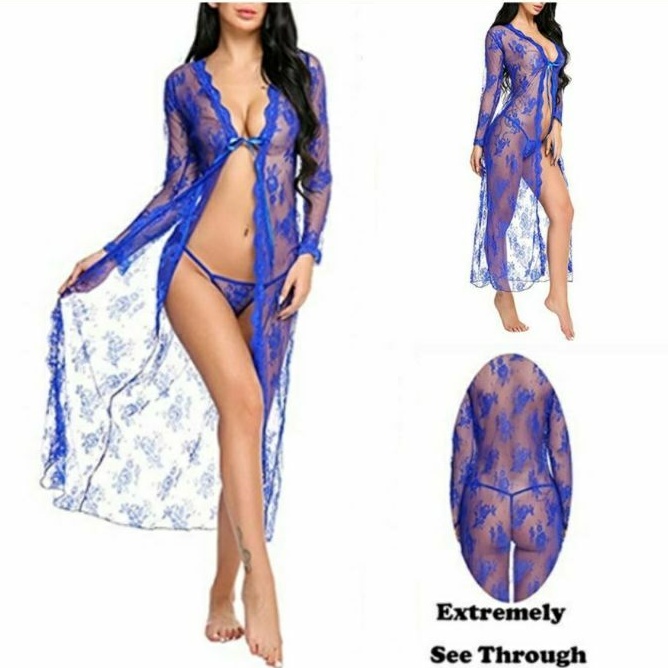 Sexy Lingerie Kimono Outer Brokat Baju Tidur Wanita A0757BE