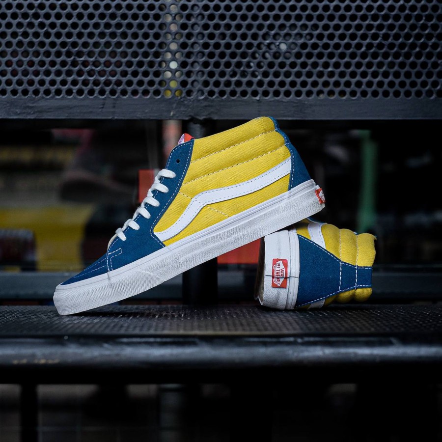 Vans Sk8 Mid Retro Skate Sailor Blue Yellow - Kuning, 37