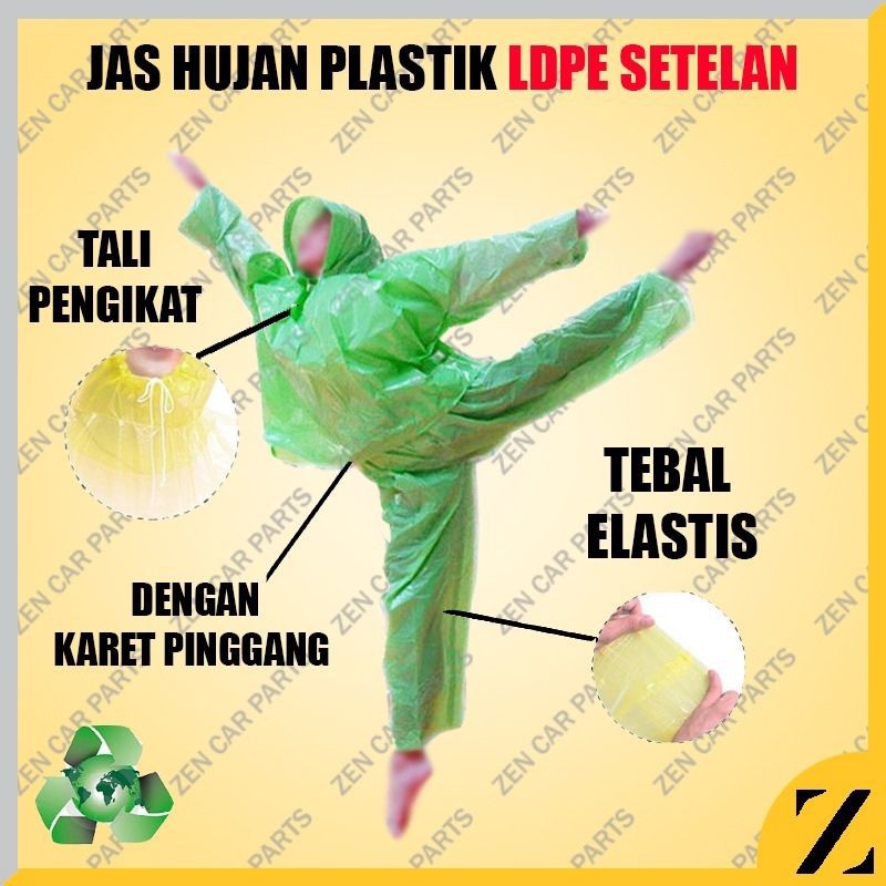 Jas hujan plastik LDPE TEBAL mantel kresek setelan jaket celana