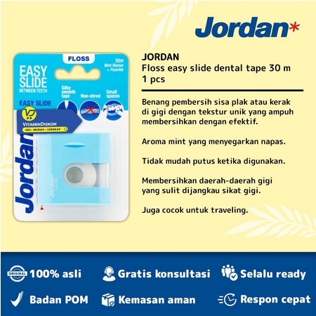 PERA622 JORDAN DENTAL FLOSS MINT FLAVOUR+FLOURIDE PEMBERSIH KERAK GIGI