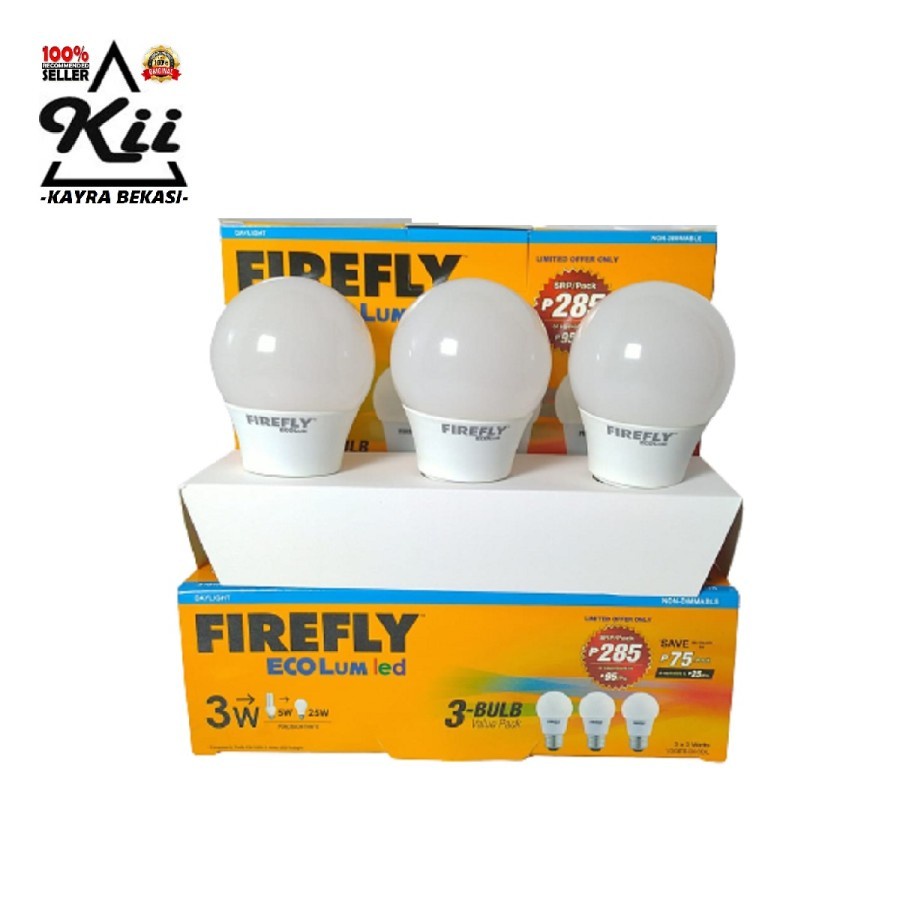 FireFly Value Pack Bohlam Bulb LED Putih 3pcs - Lampu Bohlam LED 3W