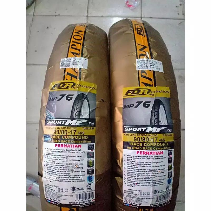 BAN FDR MP 76 sepasang depan/belakang ring 17 ukuran 90-80/17(2biji) soft compound