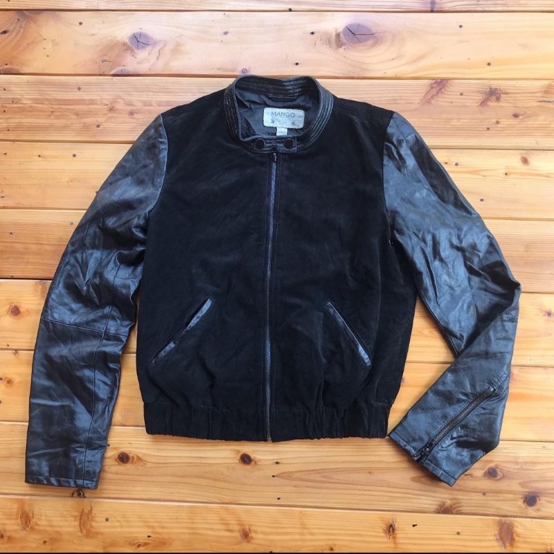 Mango Leather Jacket Kulit Domba & Suede Babi