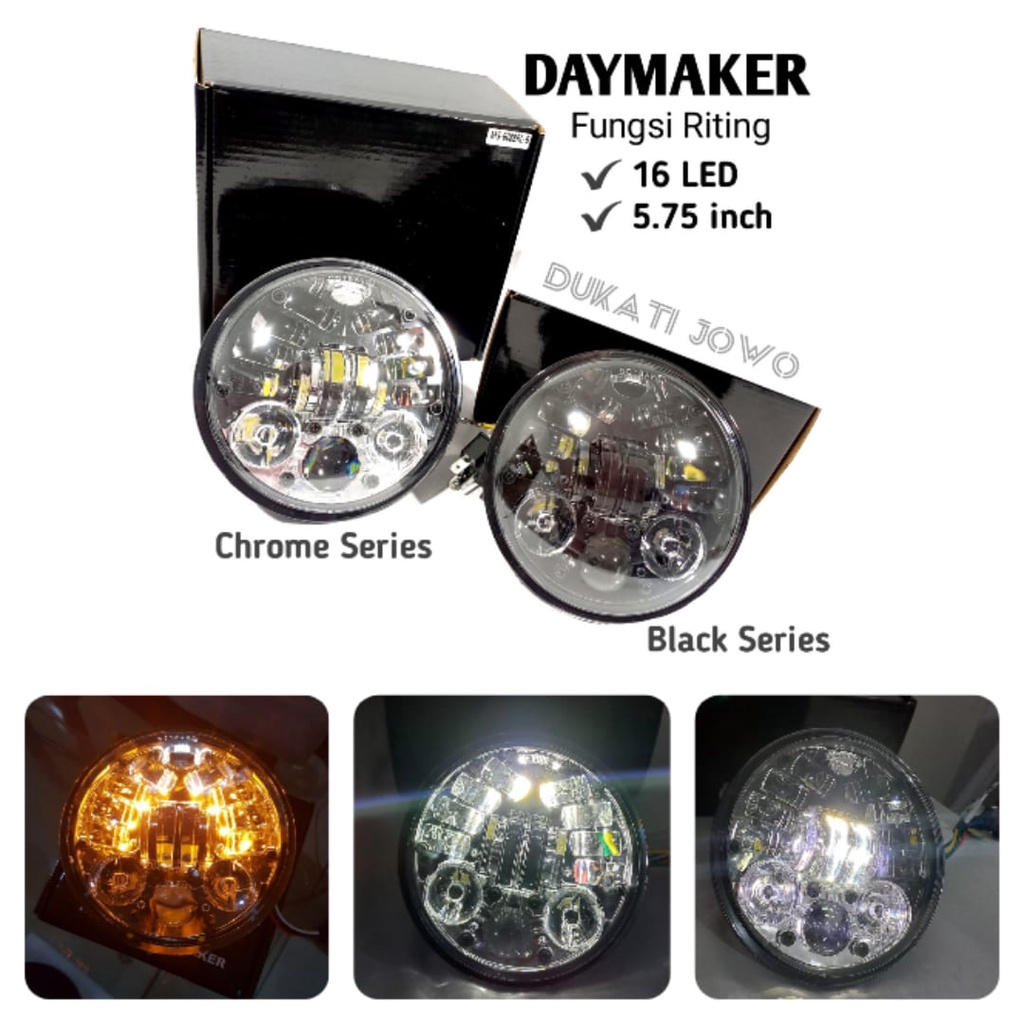 LAMPU DAYMAKER 16 LED HEADLAMP 5,75 INCH DOT SAE  REFLECTOR CB GL JAPSTYLE