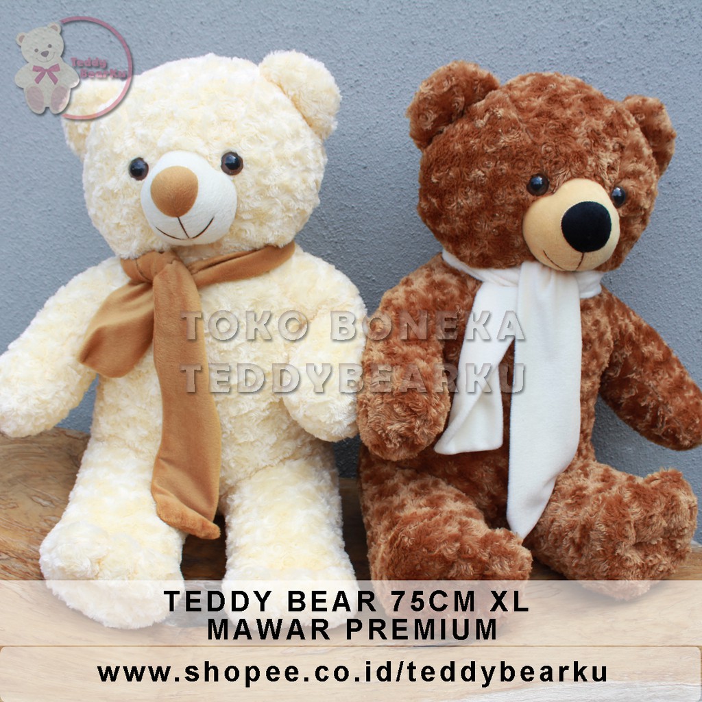 Boneka Teddy Bear XL 75CM Mawar Premium + Syal (Langka)