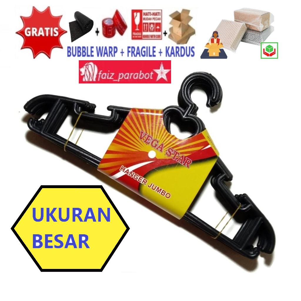 ( dewasa )Hanger Gantungan Jemuran Baju Pelastik Plastik Hitam Lovenia 12 pcs VEGA STAR