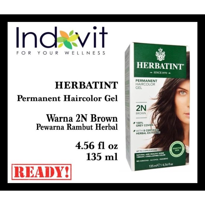 semir HERBATINT Brown 2N 135ml Pewarna Herbal Cat Rambut Coklat