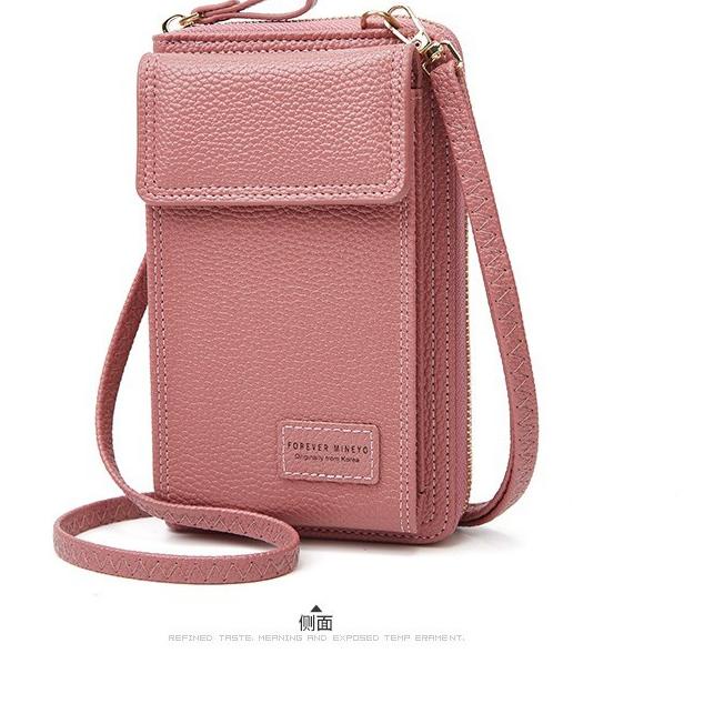 (RA-135)-DOMPET HP SELEMPANG WANITA KULIT JERUK SALEM HITAM RIELA BATAM TALI PANJANG MURAH FASHION A