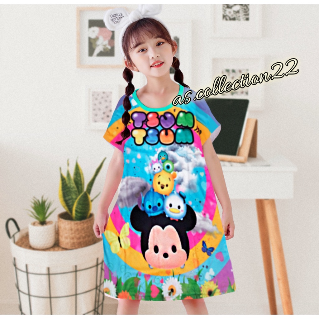 DRESS FULL PRINT DASTER ANAK MOTIF TZUM² UMUR 5-10 TAHUN