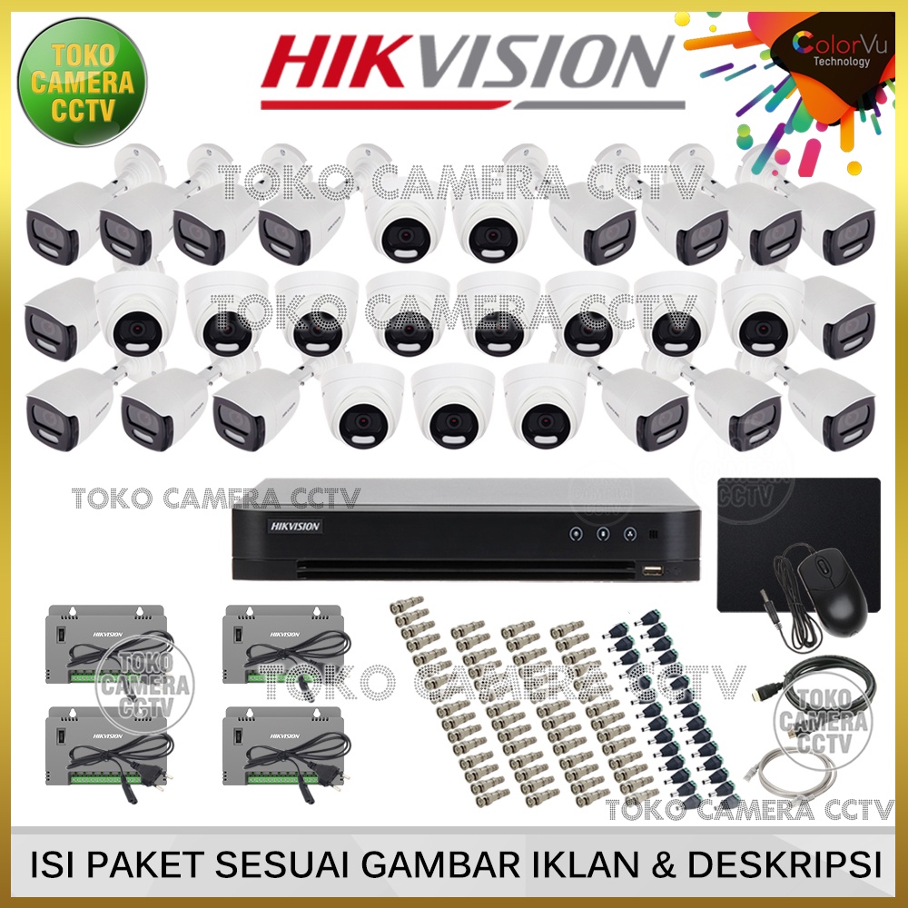 PAKET CCTV HIKVISION COLORVU 5MP 32 CHANNEL 29 KAMERA