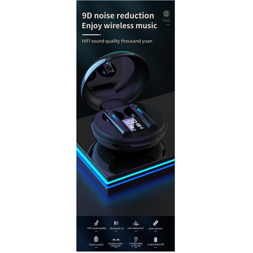 T15 Headset Tws Wireless Earphone Bluetooth airbuds Dengan Lampu Indikator Digital Untuk Android IOS