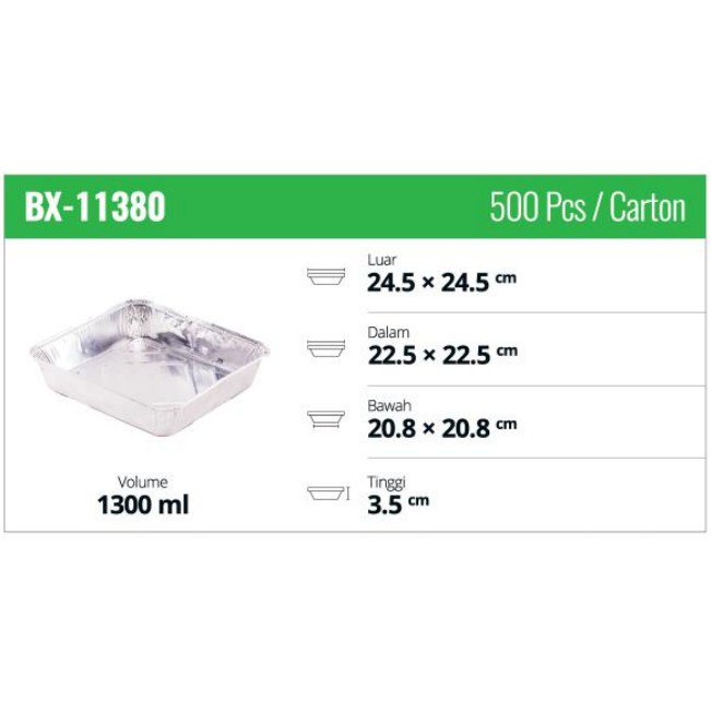 

BX11380 Alu Tray Square Kotak - Alumunium Foil Cup