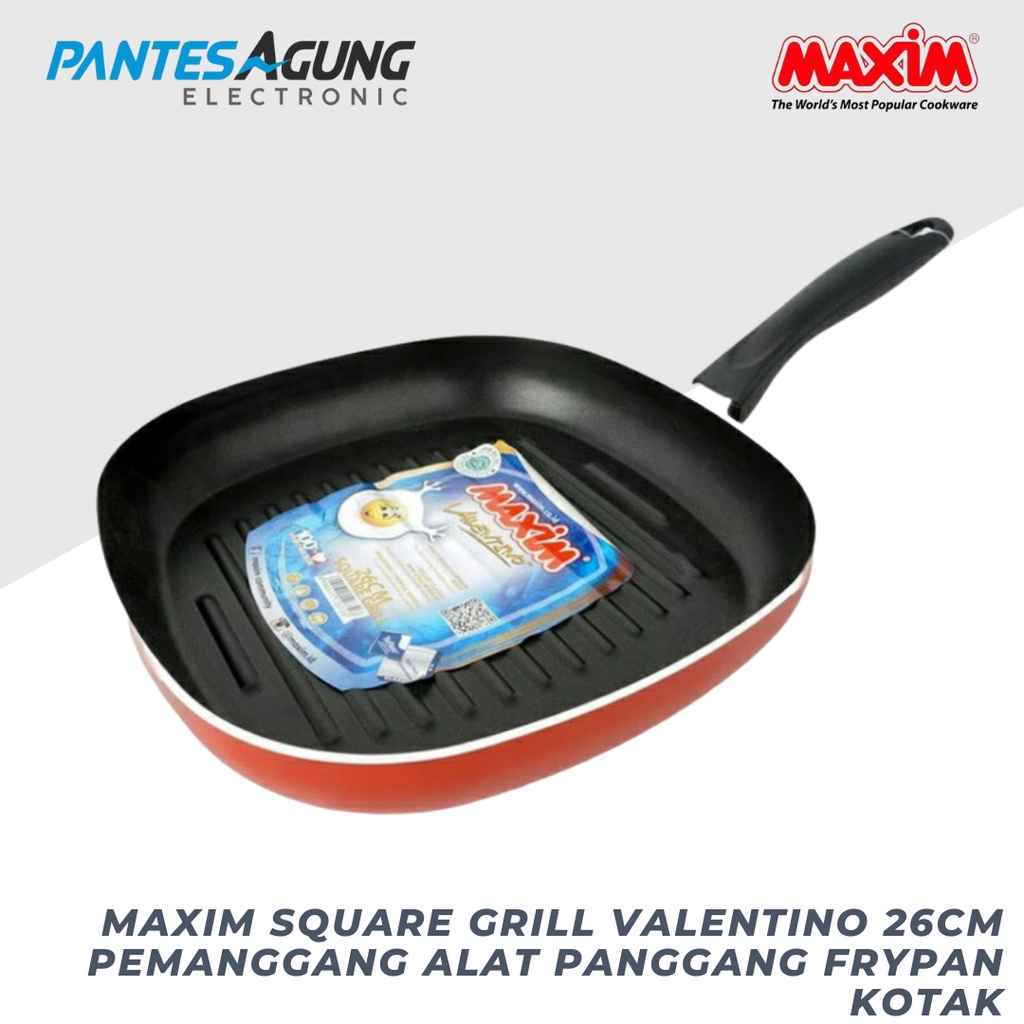 MAXIM SQUARE GRILL VALENTINO 26CM PEMANGGANG ALAT PANGGANG FRYPAN KOTAK