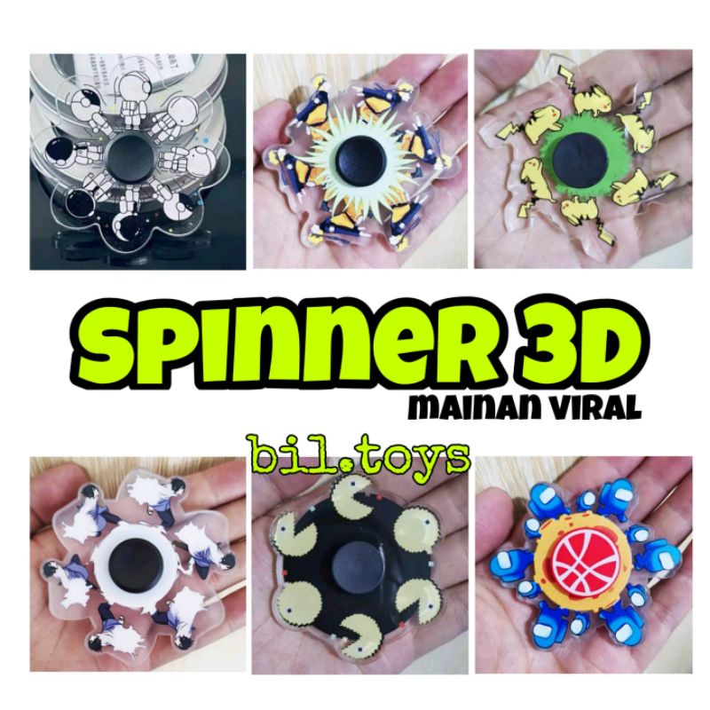 MAINAN VIRAL FIDGET SPINER 3D KARTUN SPINER 3 DIMENSI SPINNER 3D