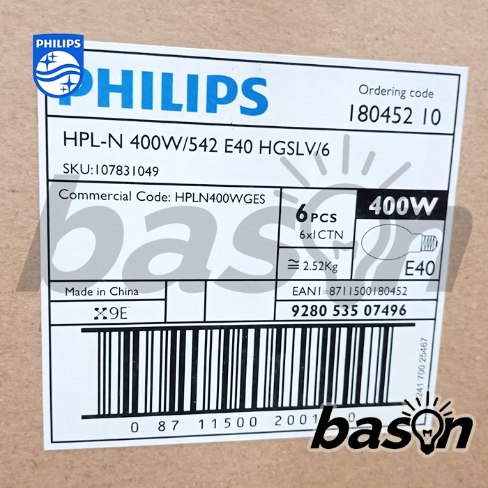 PHILIPS HPL-N 400W 542 E40 HG - Lampu Mercury