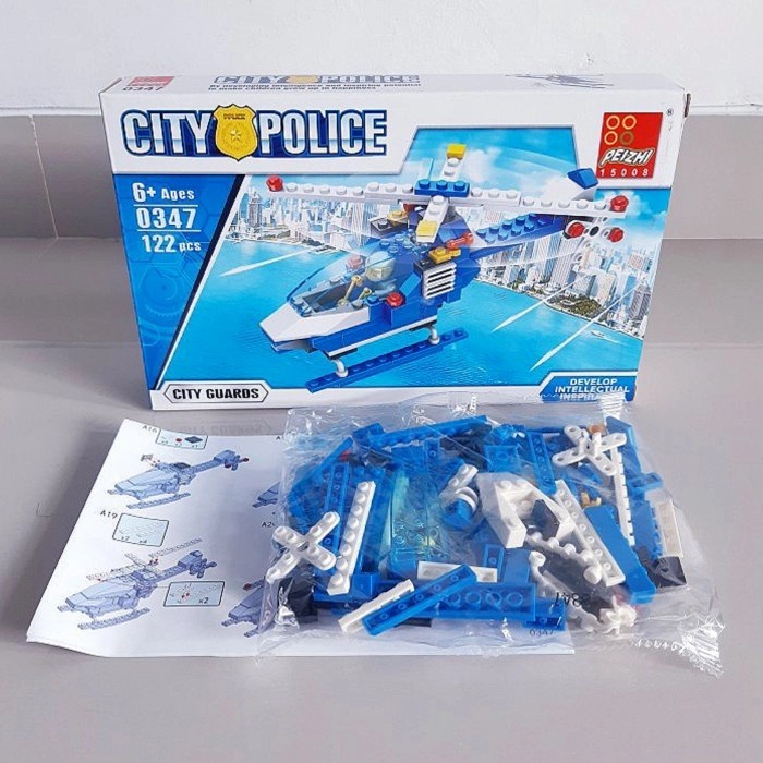 City Police Block Helicopter - Mainan Brick Helikopter Anak Edukatif