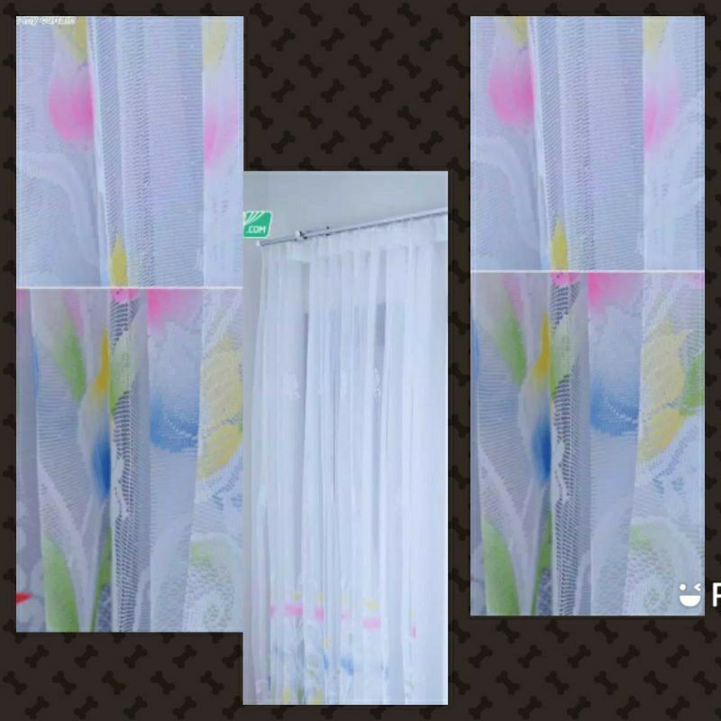 vitrase/daleman hordeng/puring/tille gorden siang motif bunga tulip warna