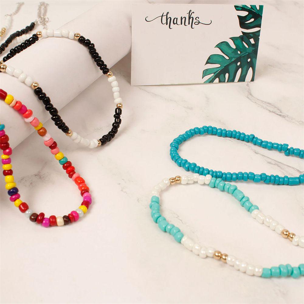 R-flower Bohemian Kalung Wanita Perempuan Bohemian Handmade Biji Manik-Manik Kaca Manik Choker