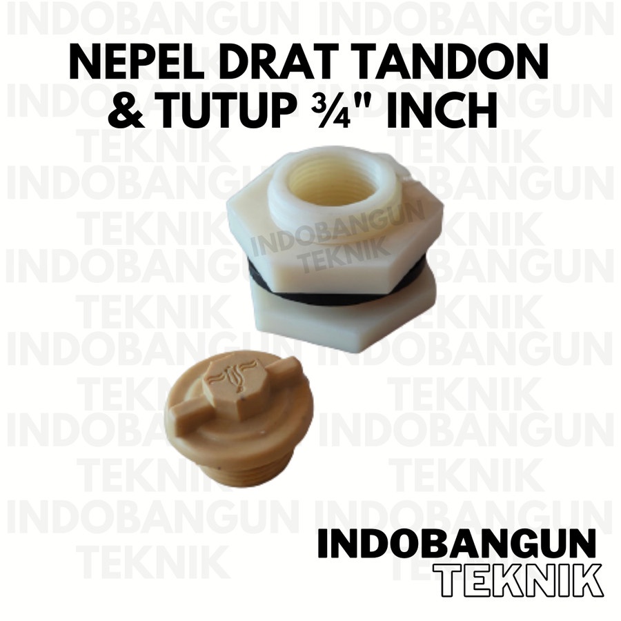 Nepel Nepple 3/4" Fitting Mur Mor Vault Ring Drat Tandon Toren Tangki Air 3/4 Inch + Tutup