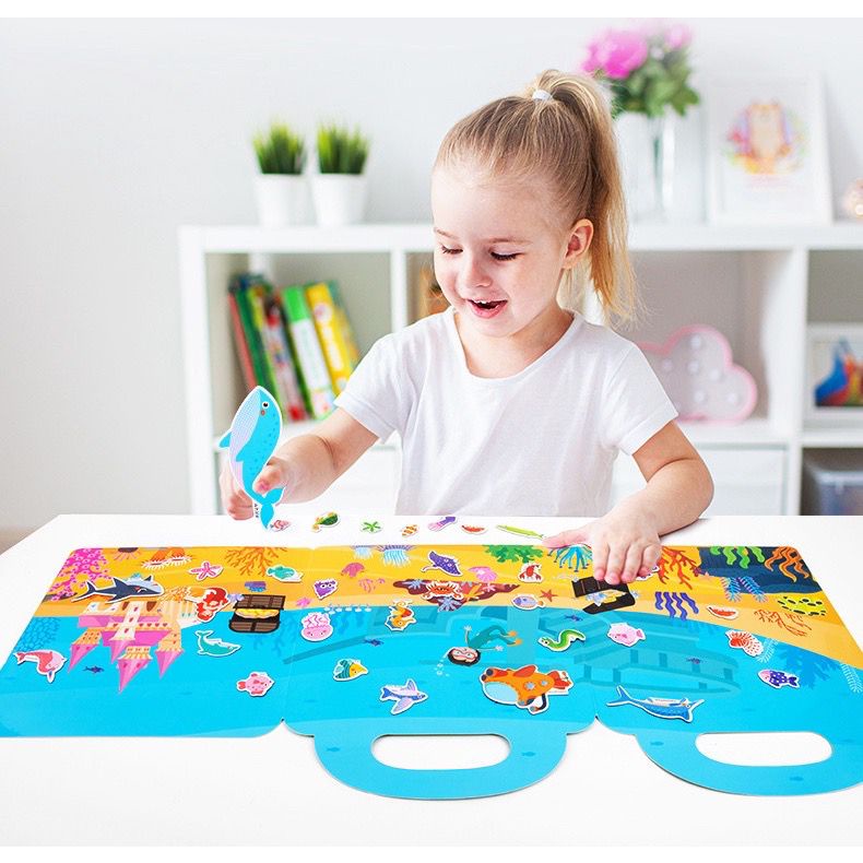 Mainan Anak DIY FUN KIDS SCENE STICKER BOOK Puzzle Jigsaw Kayu Board