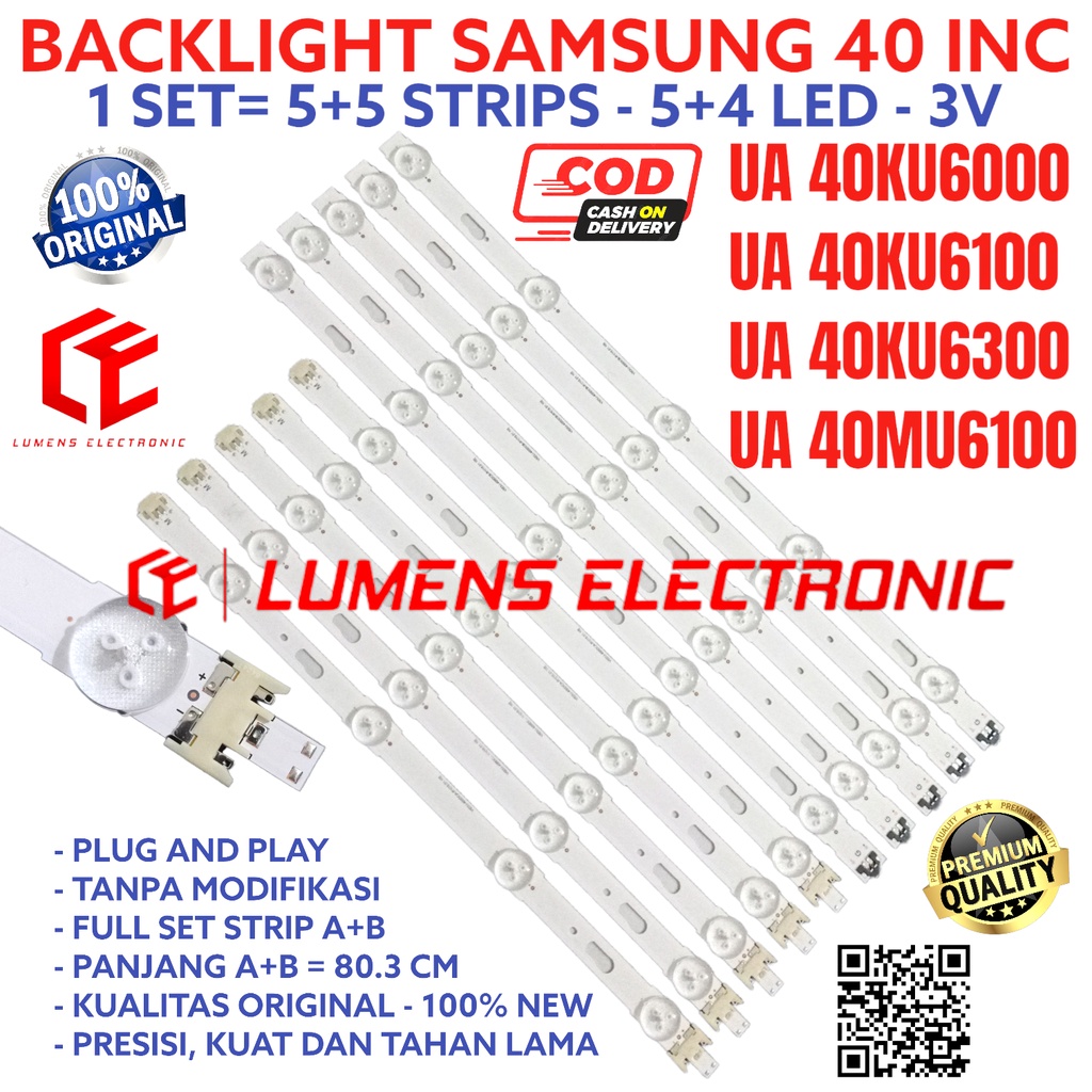 BACKLIGHT TV LED SAMSUNG 40 INC UA 40KU6000 40KU6100 40KU6300 40MU6100 UA40KU6000 UA40KU6100 UA40KU6