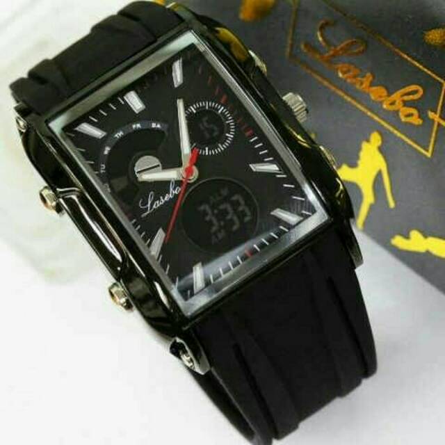 Jam Tangan Pria Original Sporty Lasebo Kotak Rubber