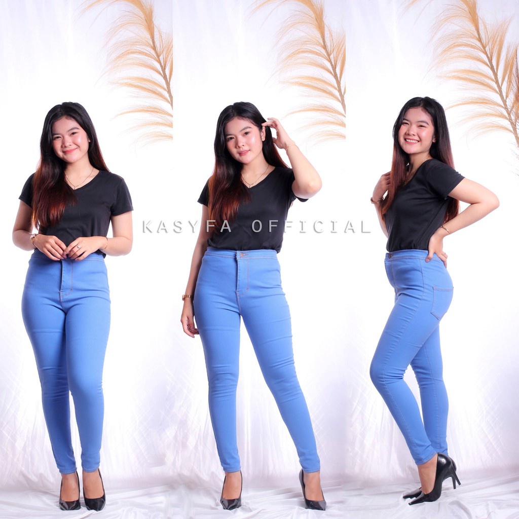 CELANA JEANS HIGH WAIST ONE BUTTON // CELANA JEANS HIGHWAIST KANCING SATU POLOS