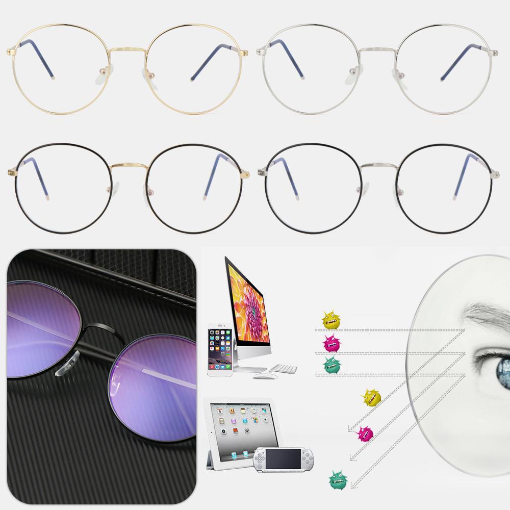 Kacamata Logam Populer Wanita Pria Komputer Bulat Ultra Ringan Frame