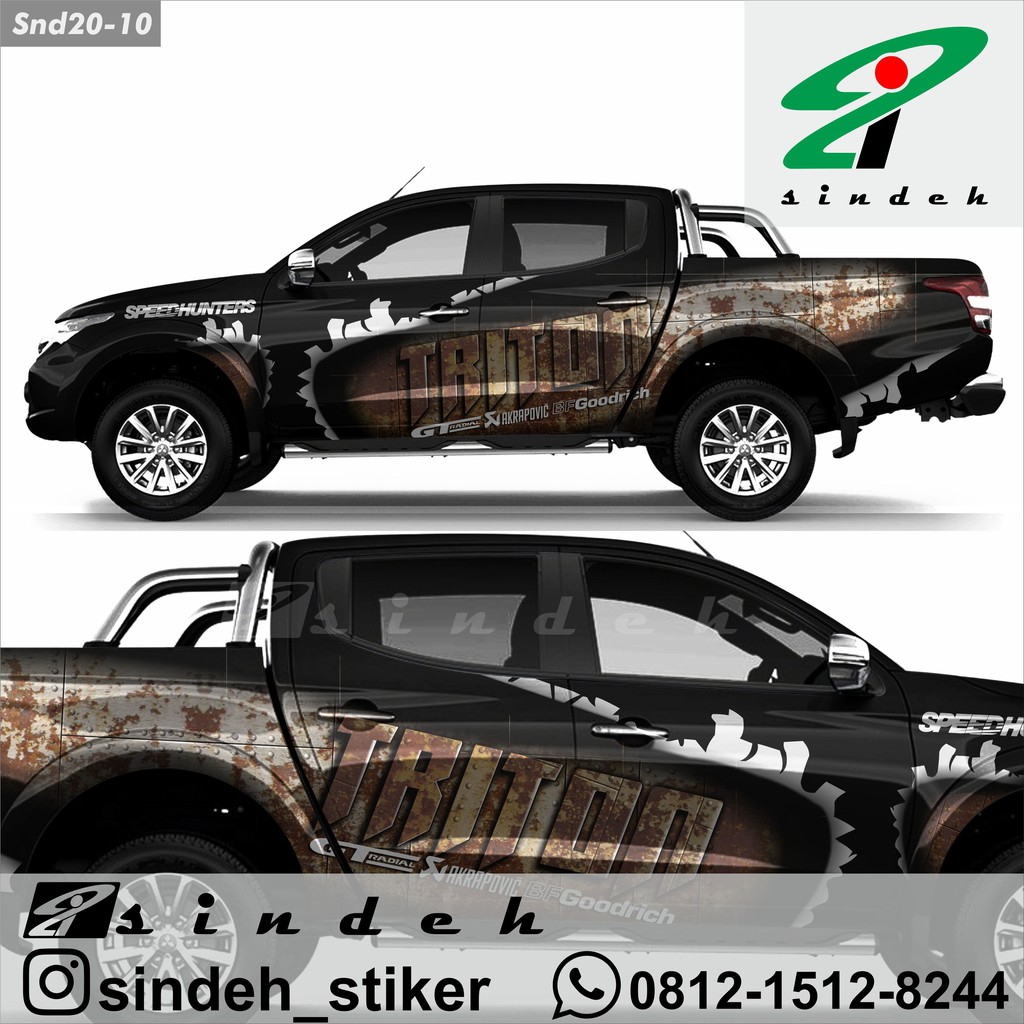 Cutting Sticker Stiker Mobil Double Cabin Triton Hilux Navara Ford Ranger Print Karat Rusty Keren Shopee Indonesia