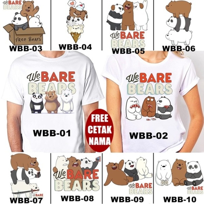 Kaos / Baju WE BARE BEARS DEWASA BANYAK MOTIF (FREE NAMA / TULISAN)