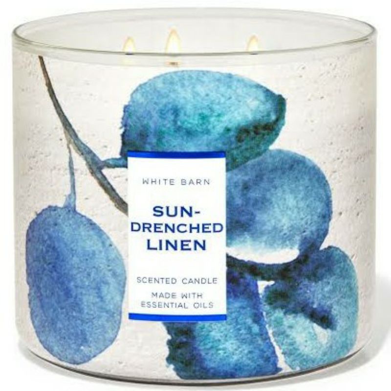 BATH AND BODY WORKS BBW SUN DRENCHED LINEN 3 WICK SCENTED CANDLE 411 G SUNDRENCHED