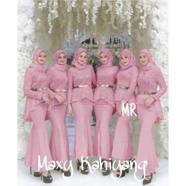 Baju Gamis Brukat Wanita Seragam Pesta Lebaran Terbaru 2022 Model Kekinian Trendy Bahan Brokat Lapis