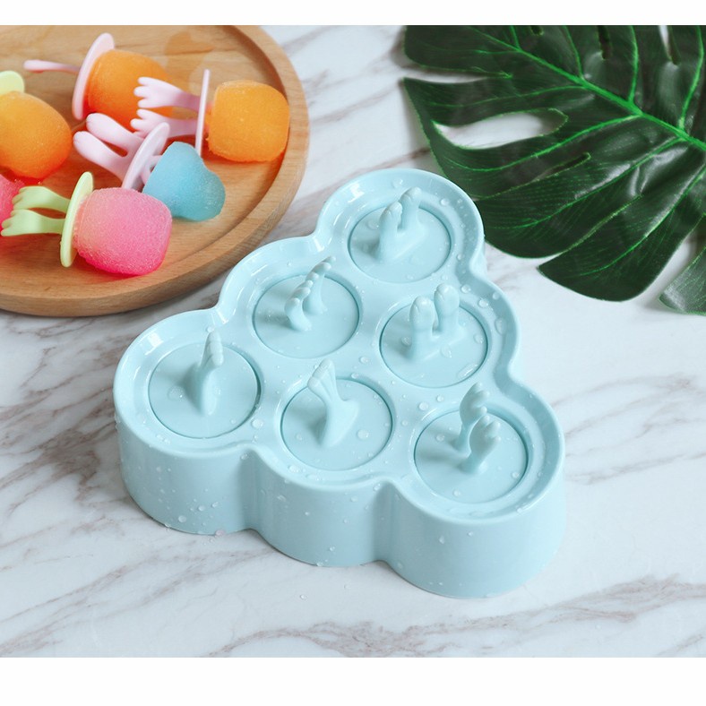 silicone popsicle ice mold / cetakan es pudding lucu 6cups - triangle