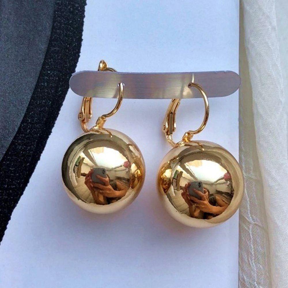 Needway Anting Aksesori Hadiah Wanita Anting Hoop Besar Bulat Bola Drop Earrings