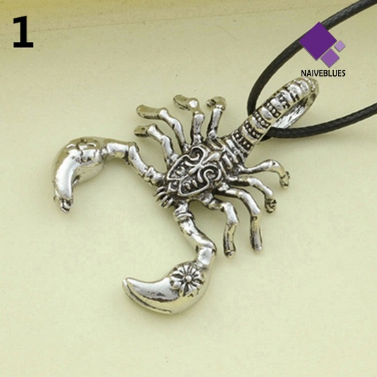 Naiveblue &gt; Kalung Tali Kulit Imitasi Liontin Kalajengking Scorpion Gaya Punk Vintage Untuk Pria