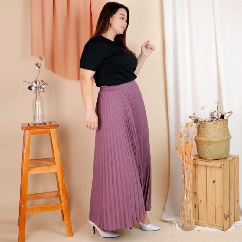 (02) MBL Rok Plisket Payung Pleated Skirt Jumbo XXXL