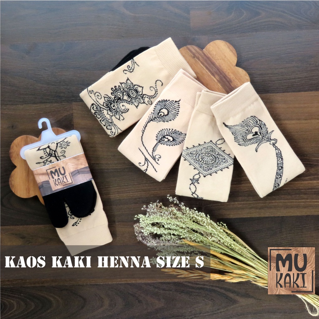 Kaos Kaki Jempol Telapak Hitam Motif Henna Ukuran S Mukaki