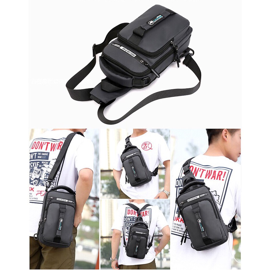 Tas Selempang Multifungsi Bahan Waterproof Tas Pria Slempang Usb 101