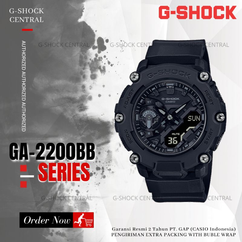 Jam Tangan Casio G-Shock GA-2200BB-1ADR / Gshock Carbon GA2200BB-1A Original Garansi Resmi 2 Tahun