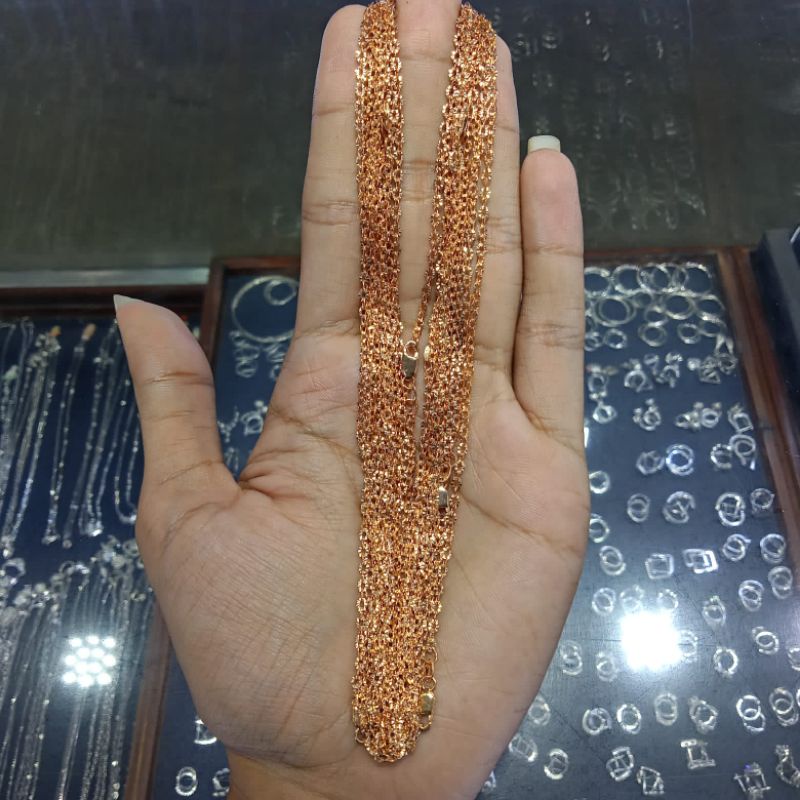 Kalung Holo Ukir Anak, Perak 925, Sepuh Emas Rosegold