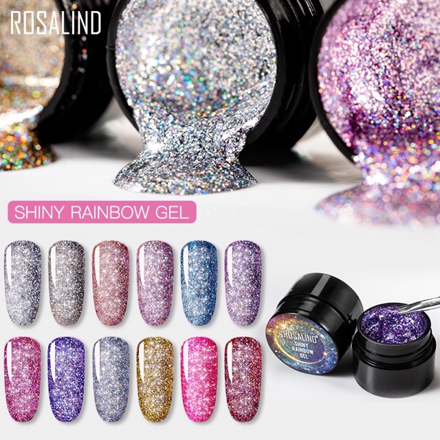 ROSALIND Shiny rainbow gel 5ml RECOMMENDED glitter gel polish painting glitter pot nail art