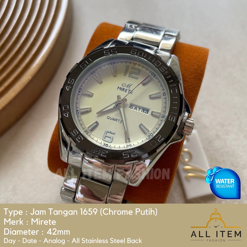 COD✅ Jam Tangan Rantai Pria Mirete Analog 1659 / Arloji / Watch / Tahan Air / Stainless Steel / Jam Tangan Laki Model Mewah