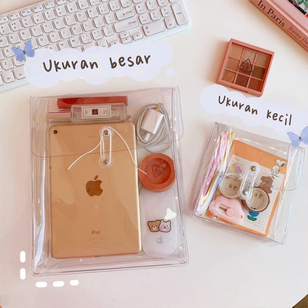 

PVC Transparent Pouch File Make Up Bag Sticker Storage Travelling Mini Pouch Serbaguna