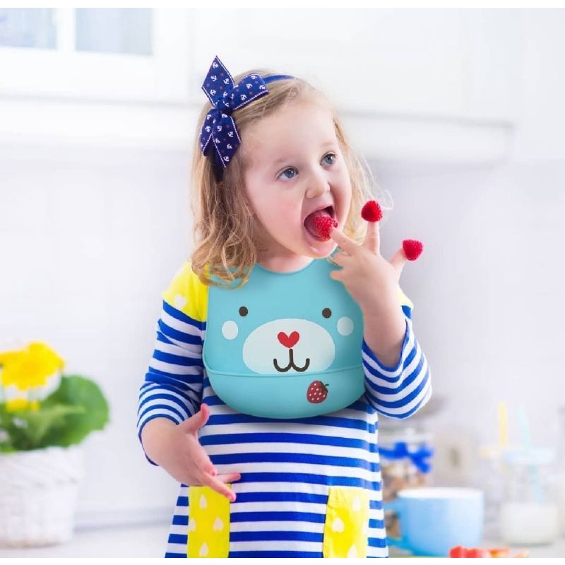 Baby Safe Silicone Bib (BIB04)/Slabber Silikon Celemek Makan Bayi